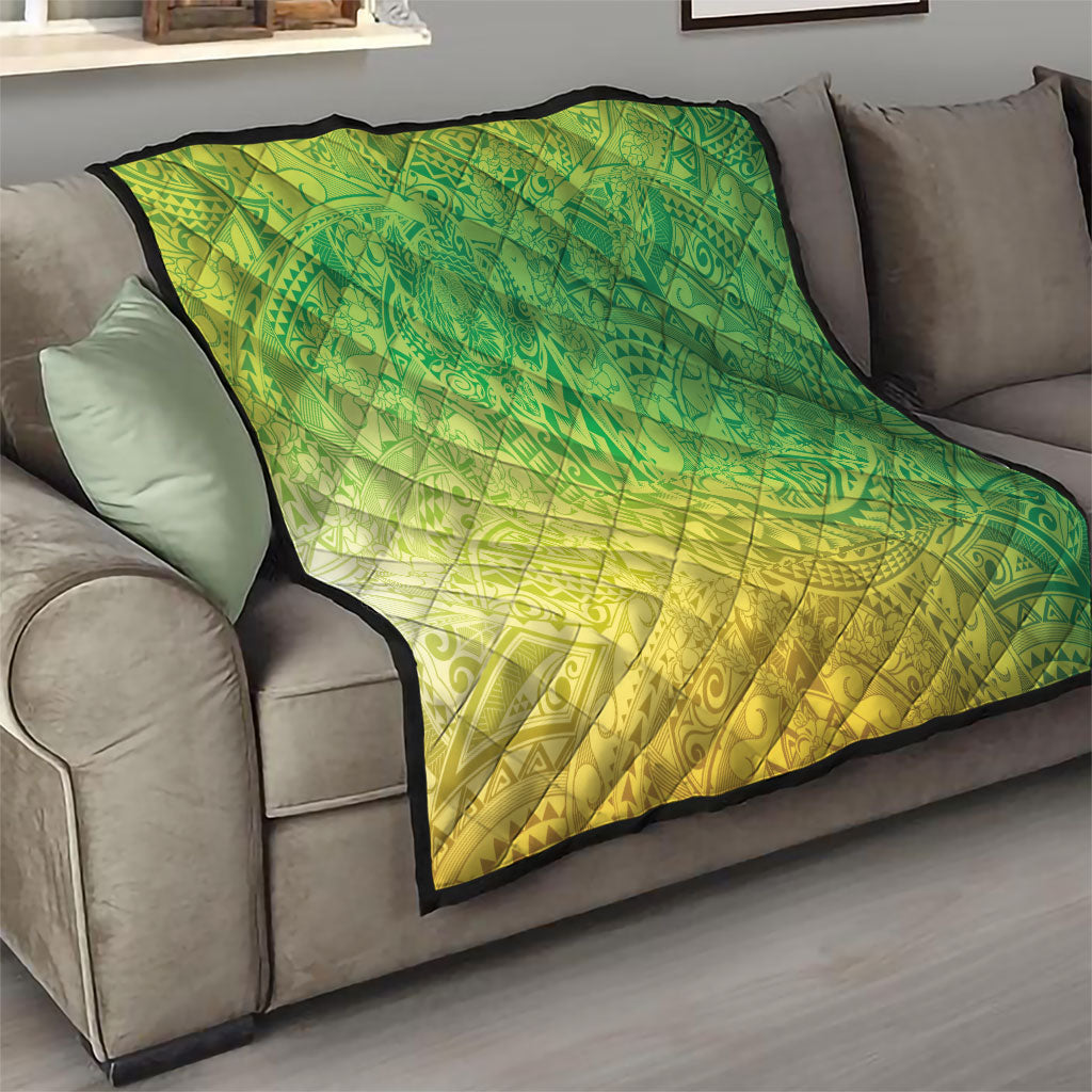 Hawaiian Turtles and Leis Quilt Tribal Kakau Pattern Fresh Summer Vibe