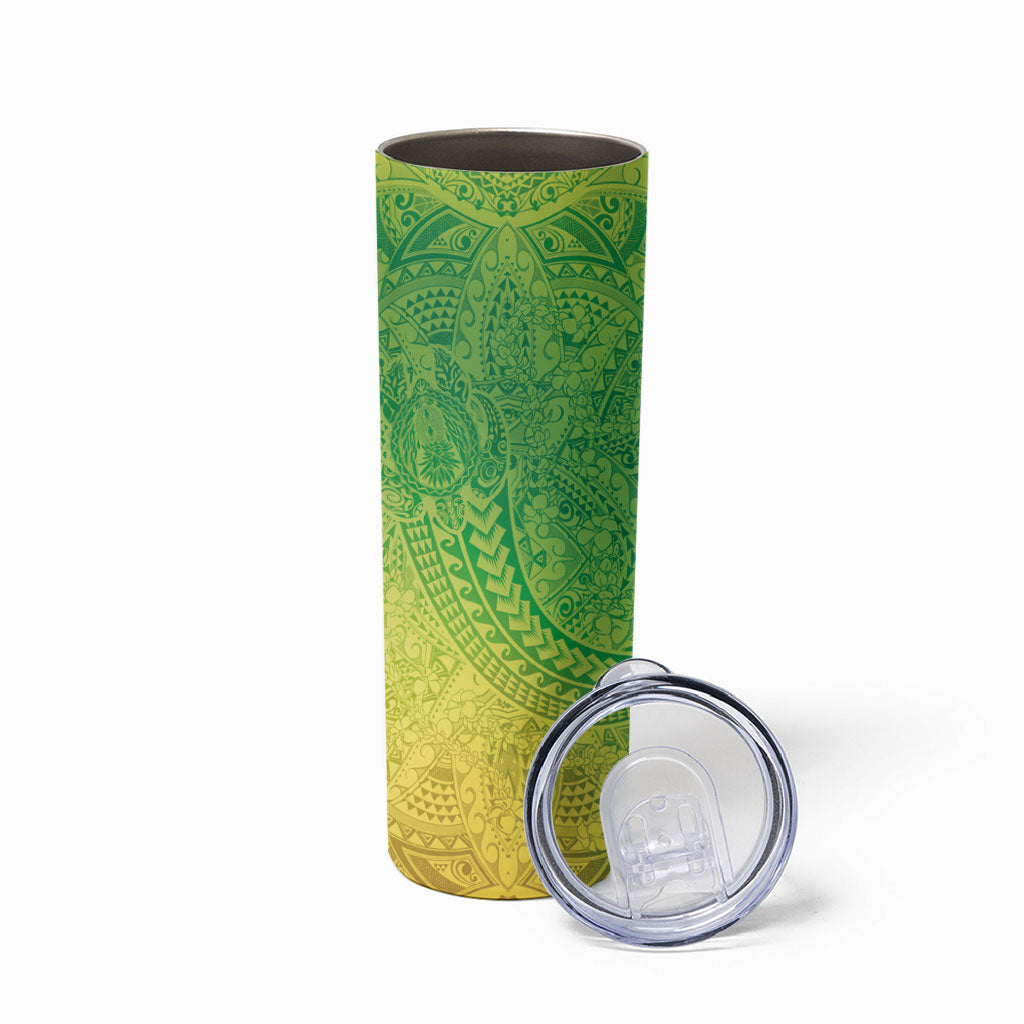 Hawaiian Turtles and Leis Skinny Tumbler Tribal Kakau Pattern Fresh Summer Vibe