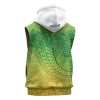Hawaiian Turtles and Leis Sleeveless Zip Hoodie Tribal Kakau Pattern Fresh Summer Vibe
