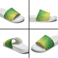 Hawaiian Turtles and Leis Slide Sandals Tribal Kakau Pattern Fresh Summer Vibe