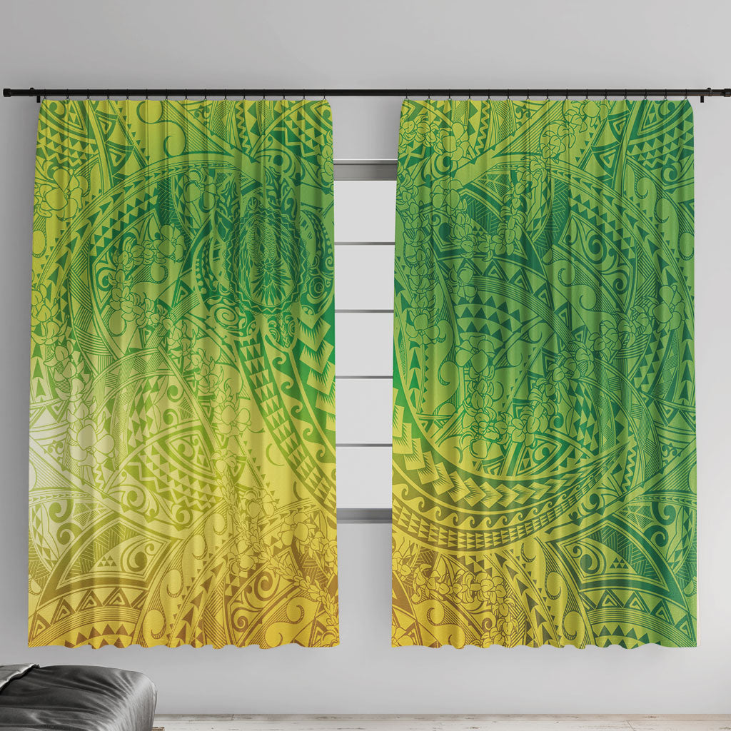 Hawaiian Turtles and Leis Window Curtain Tribal Kakau Pattern Fresh Summer Vibe