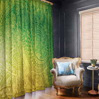 Hawaiian Turtles and Leis Window Curtain Tribal Kakau Pattern Fresh Summer Vibe