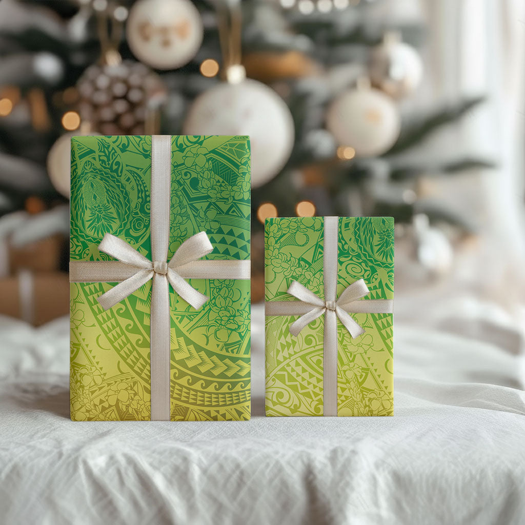 Hawaiian Turtles and Leis Wrapping Paper Tribal Kakau Pattern Fresh Summer Vibe