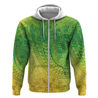 Hawaiian Turtles and Leis Zip Hoodie Tribal Kakau Pattern Fresh Summer Vibe