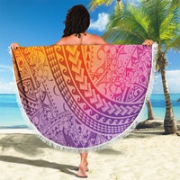 Hawaiian Turtles and Leis Beach Blanket Tribal Kakau Pattern Magical Rainbow Sky