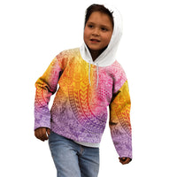 Hawaiian Turtles and Leis Kid Hoodie Tribal Kakau Pattern Magical Rainbow Sky
