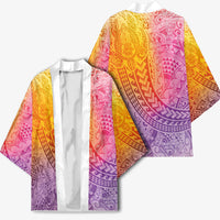 Hawaiian Turtles and Leis Kimono Tribal Kakau Pattern Magical Rainbow Sky