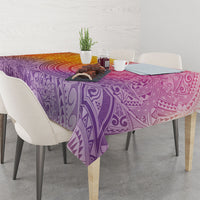 Hawaiian Turtles and Leis Tablecloth Tribal Kakau Pattern Magical Rainbow Sky