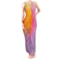 Hawaiian Turtles and Leis Tank Maxi Dress Tribal Kakau Pattern Magical Rainbow Sky