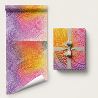 Hawaiian Turtles and Leis Wrapping Paper Tribal Kakau Pattern Magical Rainbow Sky