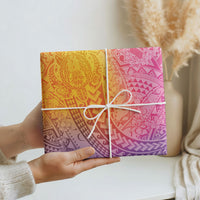 Hawaiian Turtles and Leis Wrapping Paper Tribal Kakau Pattern Magical Rainbow Sky