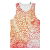 Hawaiian Turtles and Leis Basketball Jersey Tribal Kakau Pattern Peach Fuzz Color
