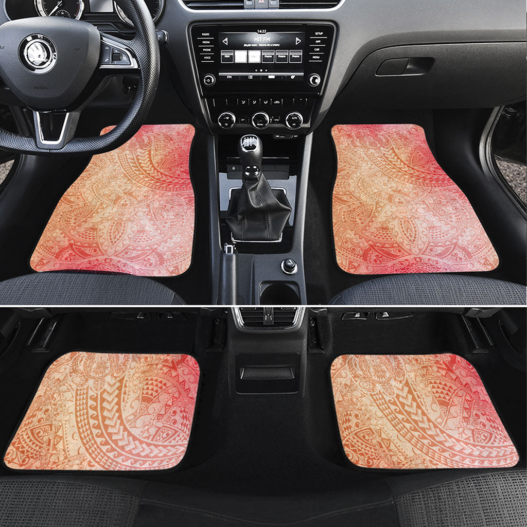 Hawaiian Turtles and Leis Car Mats Tribal Kakau Pattern Peach Fuzz Color