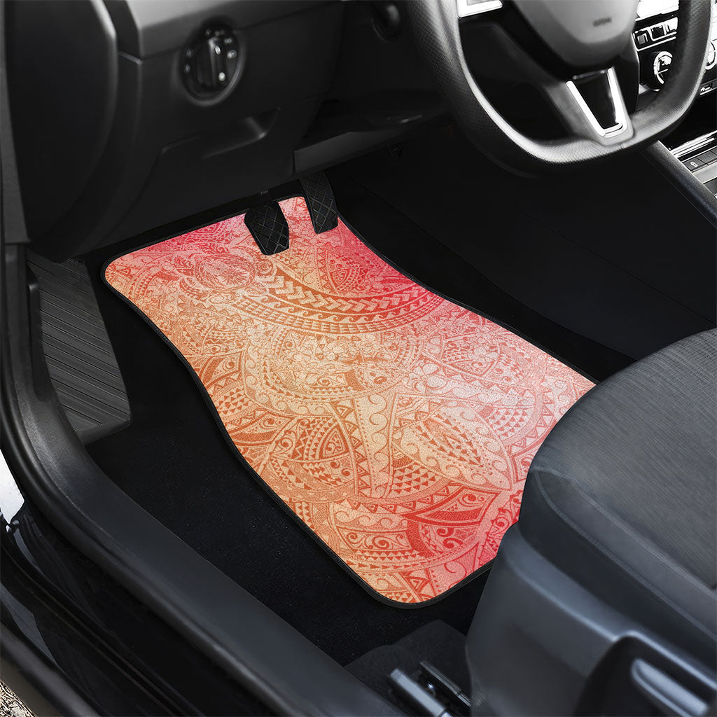 Hawaiian Turtles and Leis Car Mats Tribal Kakau Pattern Peach Fuzz Color