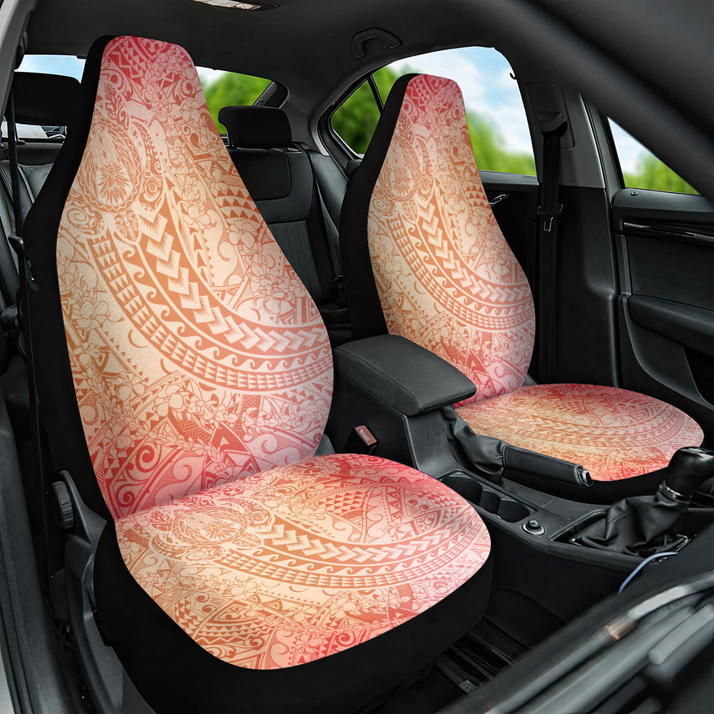 Hawaiian Turtles and Leis Car Seat Cover Tribal Kakau Pattern Peach Fuzz Color