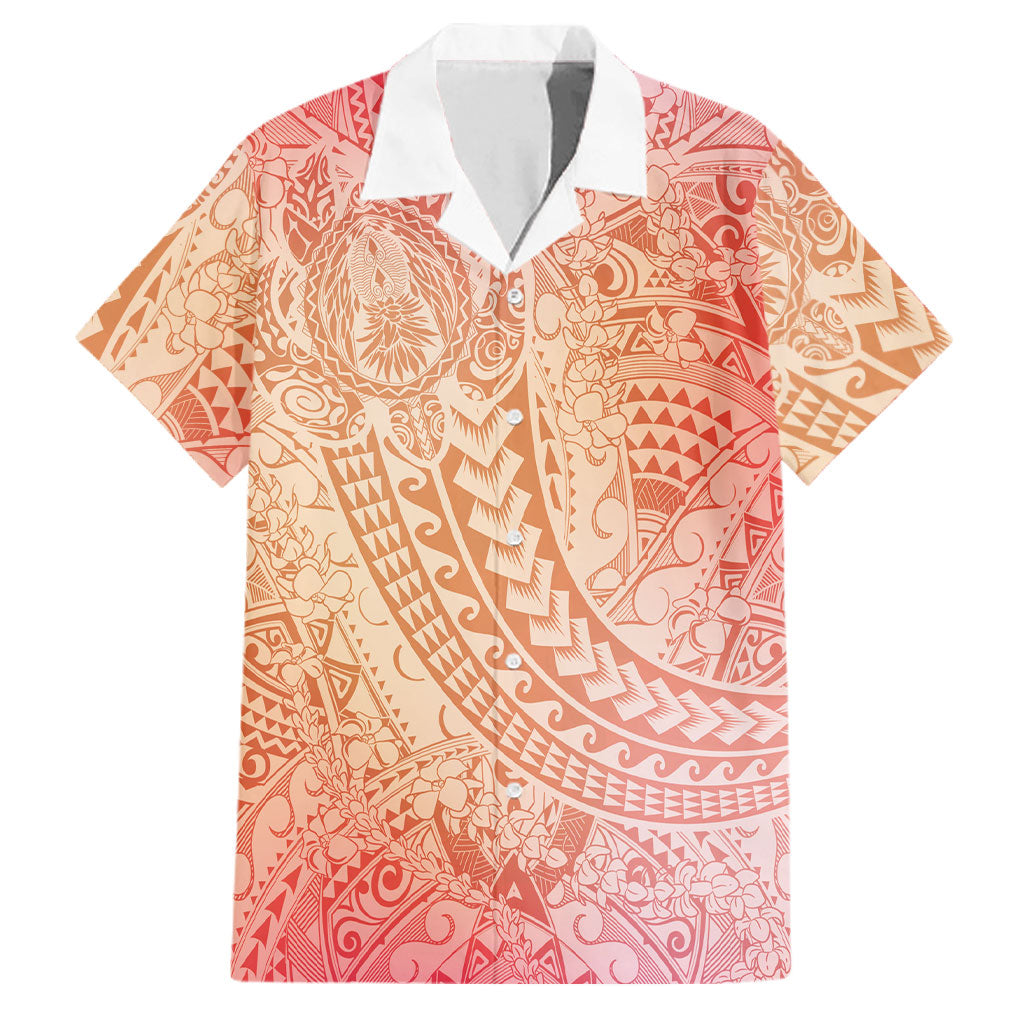 Hawaiian Turtles and Leis Family Matching Summer Maxi Dress and Hawaiian Shirt Tribal Kakau Pattern Peach Fuzz Color