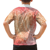 Hawaiian Turtles and Leis Hawaiian Shirt Tribal Kakau Pattern Peach Fuzz Color