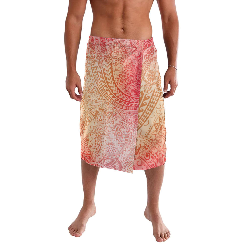 Hawaiian Turtles and Leis Lavalava Tribal Kakau Pattern Peach Fuzz Color