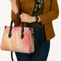 Hawaiian Turtles and Leis Leather Bag Tribal Kakau Pattern Peach Fuzz Color