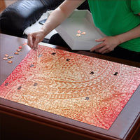 Hawaiian Turtles and Leis Puzzle Tribal Kakau Pattern Peach Fuzz Color