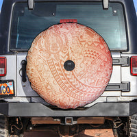 Hawaiian Turtles and Leis Spare Tire Cover Tribal Kakau Pattern Peach Fuzz Color