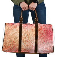 Hawaiian Turtles and Leis Travel Bag Tribal Kakau Pattern Peach Fuzz Color