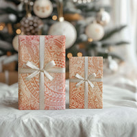Hawaiian Turtles and Leis Wrapping Paper Tribal Kakau Pattern Peach Fuzz Color