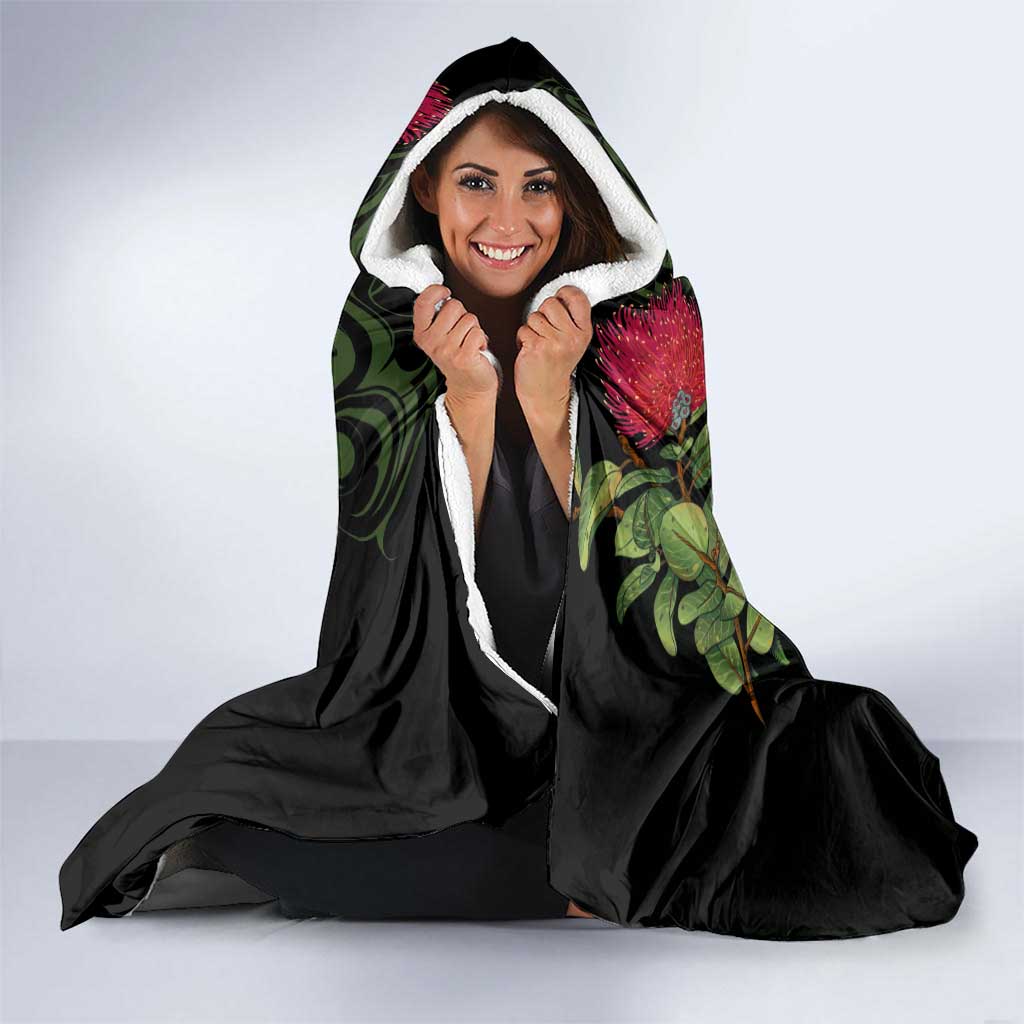 New Zealand Chameleon and Gecko Hooded Blanket Maori Silver Fern and Pohutukawa Decoration LT03 - Polynesian Pride