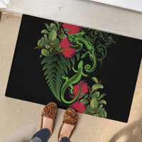 New Zealand Chameleon and Gecko Rubber Doormat Maori Silver Fern and Pohutukawa Decoration
