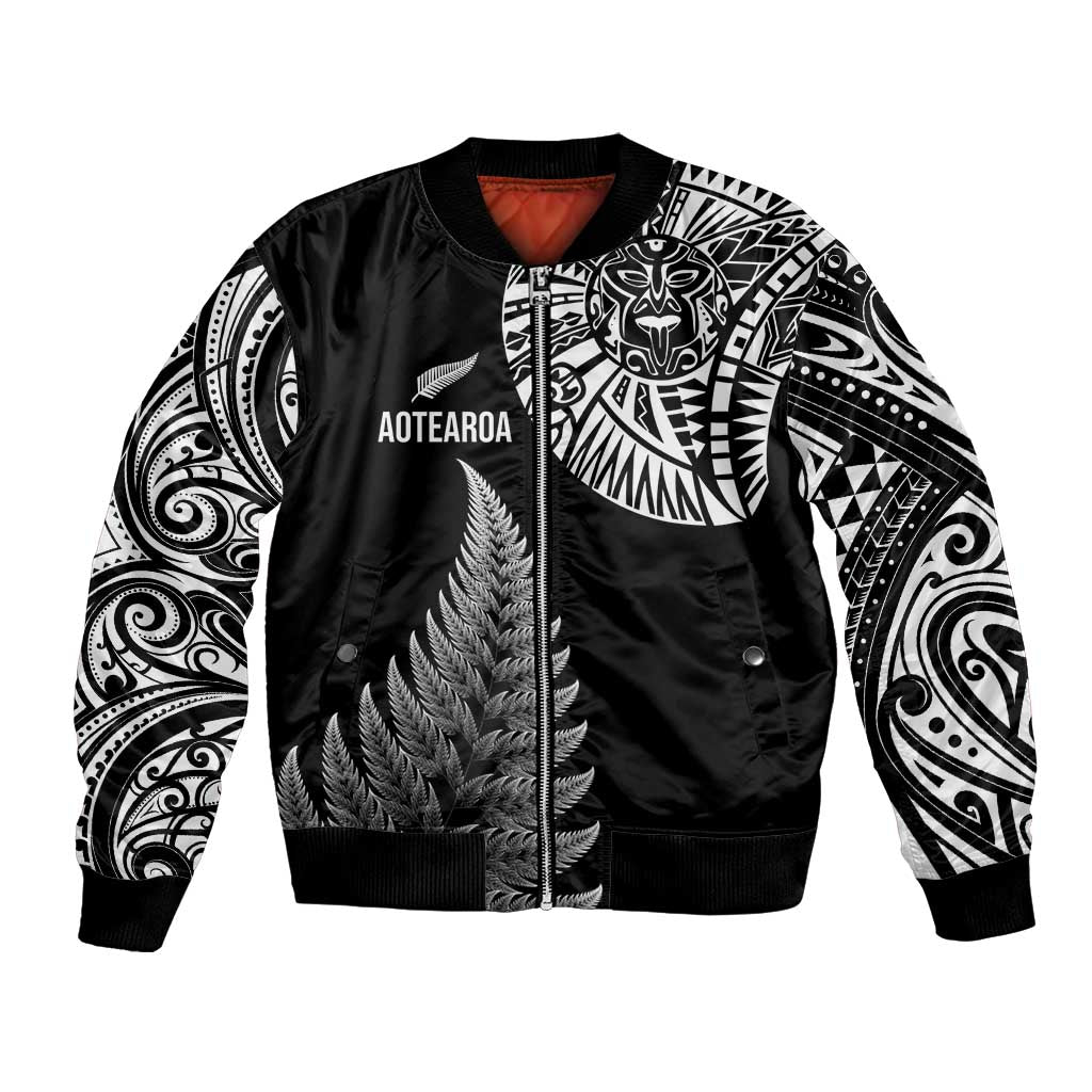 Personalised New Zealand Maori Art Tattoo and Silver Fern Bomber Jacket