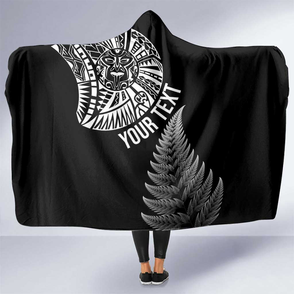 Personalised New Zealand Maori Art Tattoo and Silver Fern Hooded Blanket