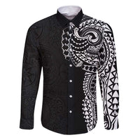 Polynesian Art Traditional Tattoo Pattern Family Matching Mermaid Dress and Hawaiian Shirt