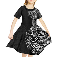 Polynesian Art Traditional Tattoo Pattern Kid Short Sleeve Dress