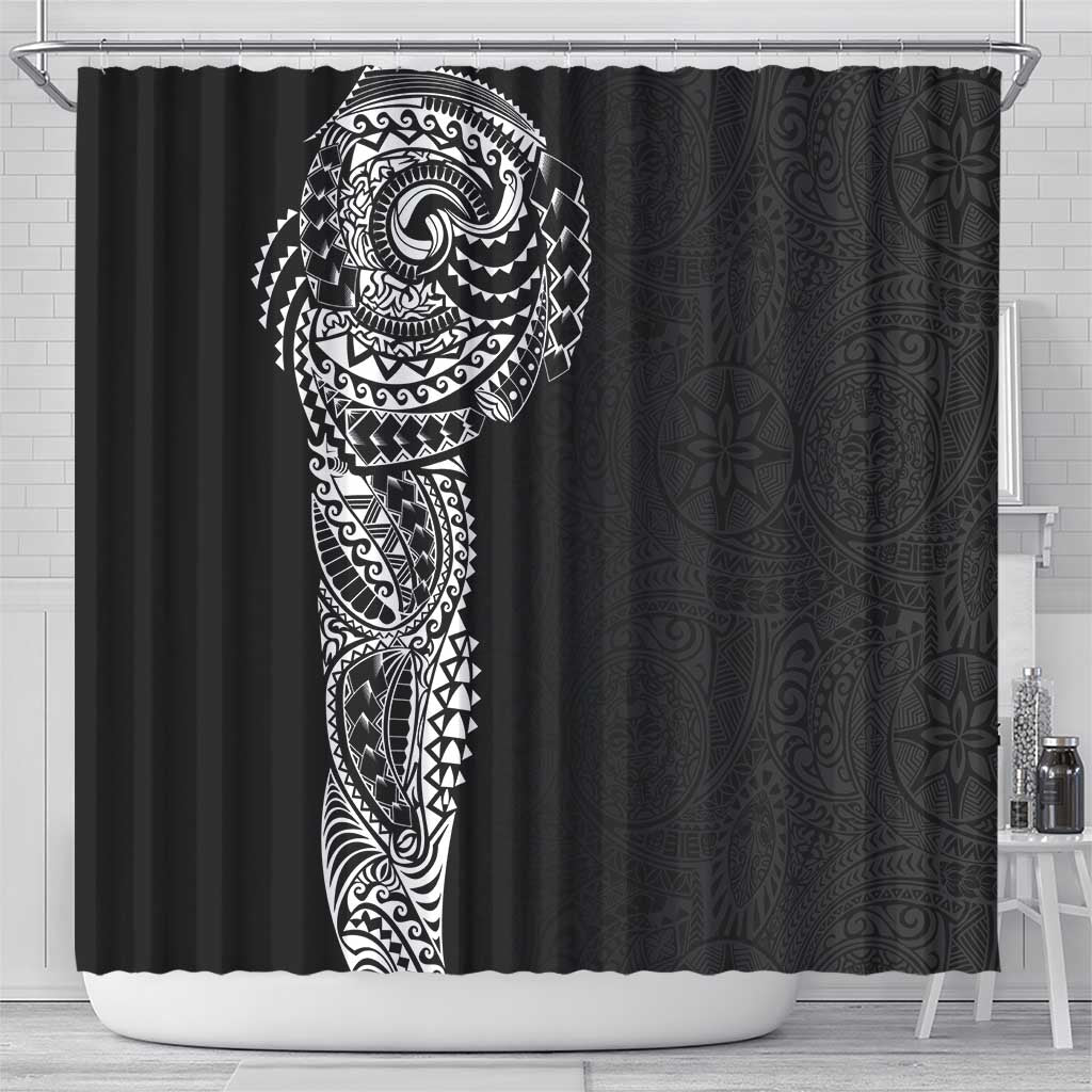 Polynesian Art Traditional Tattoo Pattern Shower Curtain