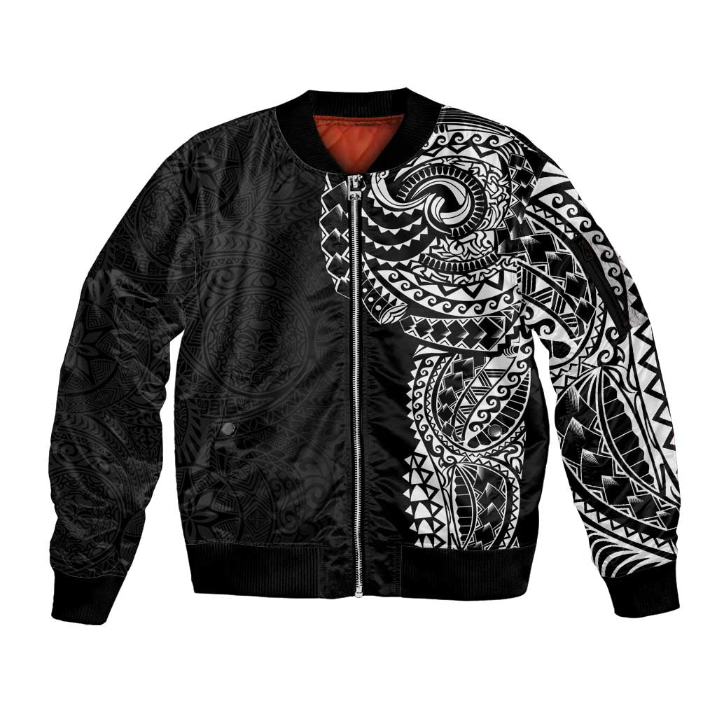 Polynesian Art Traditional Tattoo Pattern Sleeve Zip Bomber Jacket