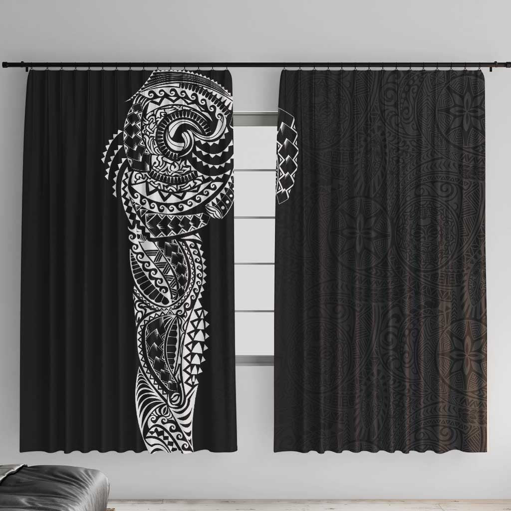 Polynesian Art Traditional Tattoo Pattern Window Curtain
