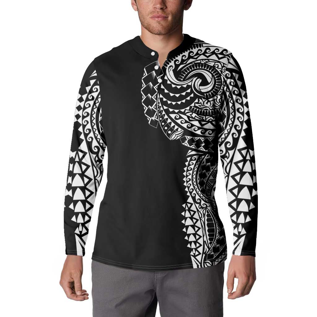 Polynesian Art Traditional Tattoo Button Sweatshirt Simple Style
