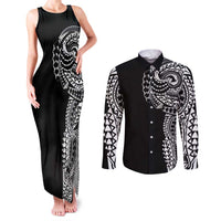 Polynesian Art Traditional Tattoo Couples Matching Tank Maxi Dress and Long Sleeve Button Shirt Simple Style