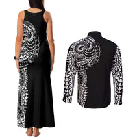 Polynesian Art Traditional Tattoo Couples Matching Tank Maxi Dress and Long Sleeve Button Shirt Simple Style