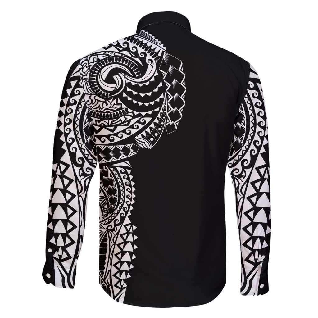 Polynesian Art Traditional Tattoo Family Matching Long Sleeve Bodycon Dress and Hawaiian Shirt Simple Style LT03 - Polynesian Pride