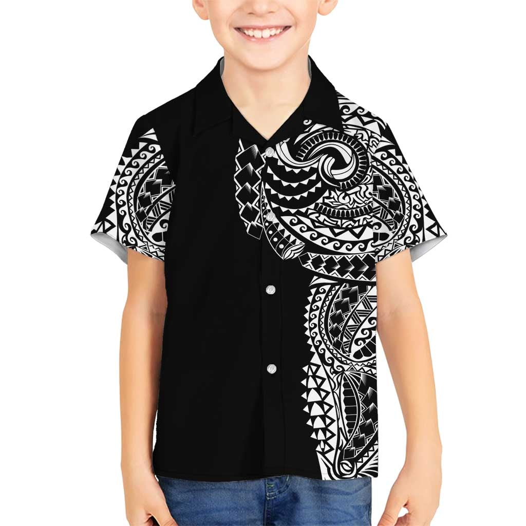 Polynesian Art Traditional Tattoo Family Matching Long Sleeve Bodycon Dress and Hawaiian Shirt Simple Style LT03 Son's Shirt Black - Polynesian Pride