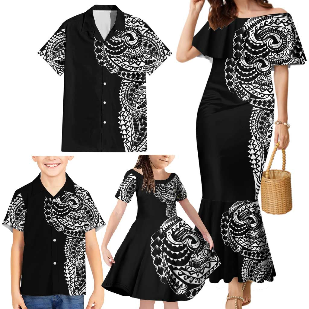 Polynesian Art Traditional Tattoo Family Matching Mermaid Dress and Hawaiian Shirt Simple Style LT03 - Polynesian Pride