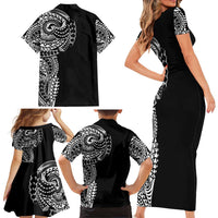Polynesian Art Traditional Tattoo Family Matching Short Sleeve Bodycon Dress and Hawaiian Shirt Simple Style LT03 - Polynesian Pride
