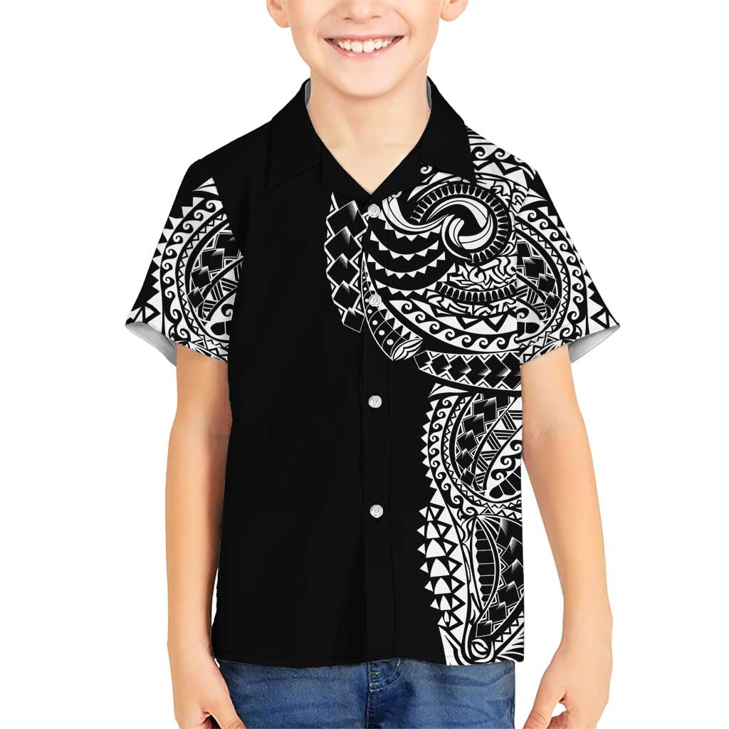 Polynesian Art Traditional Tattoo Family Matching Short Sleeve Bodycon Dress and Hawaiian Shirt Simple Style LT03 Son's Shirt Black - Polynesian Pride