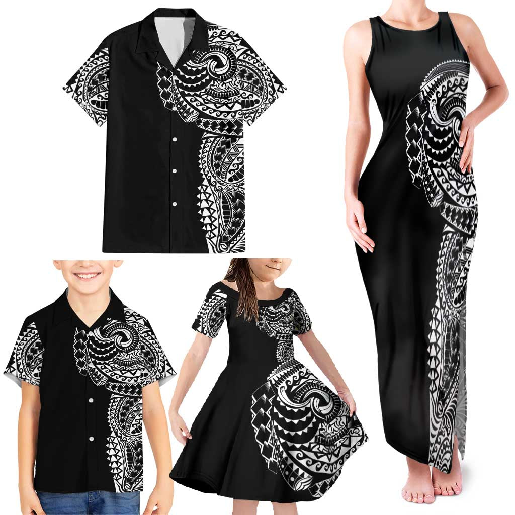 Polynesian Art Traditional Tattoo Family Matching Tank Maxi Dress and Hawaiian Shirt Simple Style