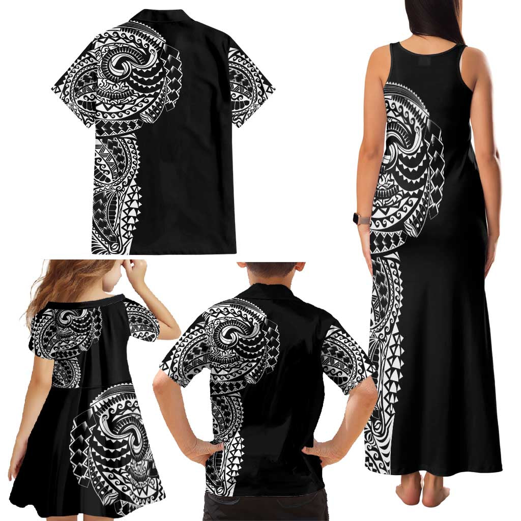 Polynesian Art Traditional Tattoo Family Matching Tank Maxi Dress and Hawaiian Shirt Simple Style
