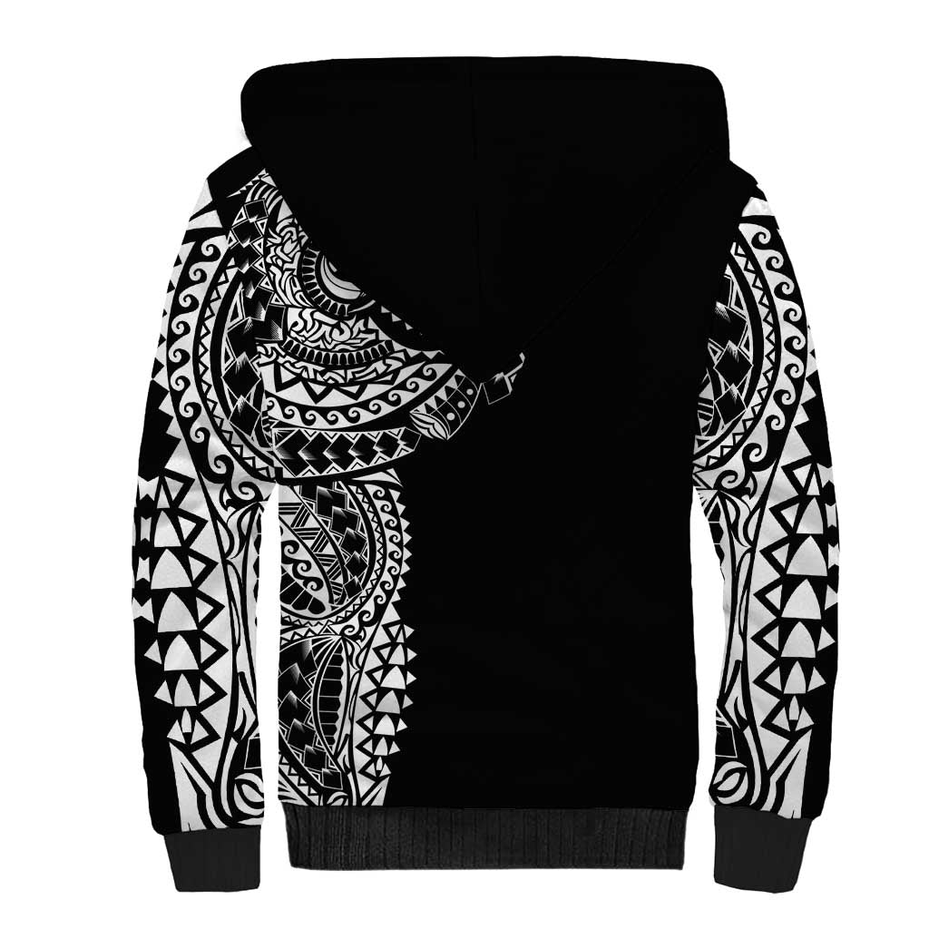 Polynesian Art Traditional Tattoo Sherpa Hoodie Simple Style
