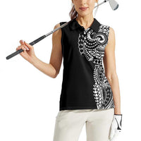 Polynesian Art Traditional Tattoo Women Sleeveless Polo Shirt Simple Style