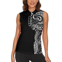 Polynesian Art Traditional Tattoo Women Sleeveless Polo Shirt Simple Style