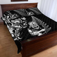 New Zealand Maori Warrior Rugby Quilt Bed Set Silver Fern